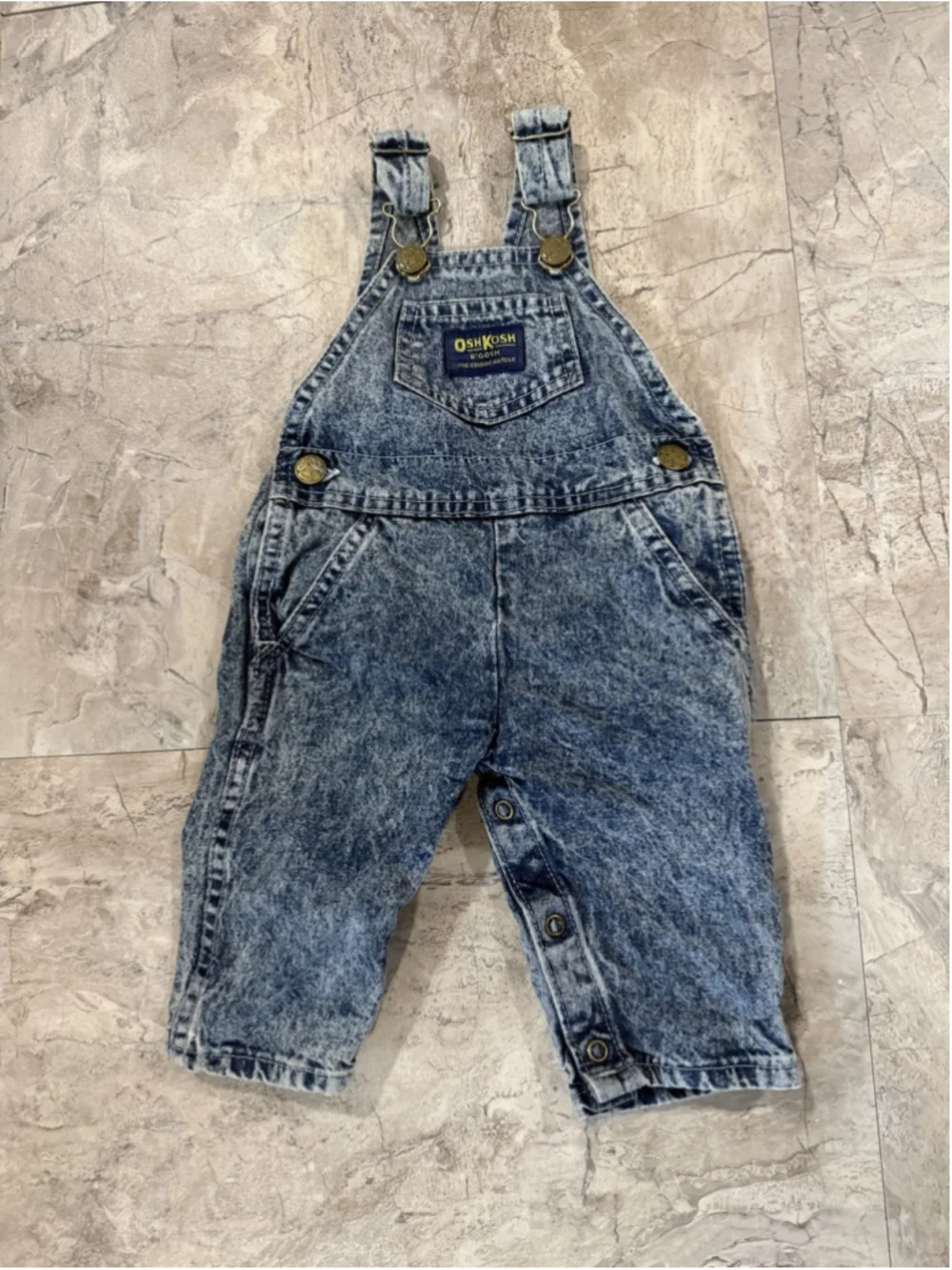 Vintage Oshkosh B'Gosh Kids Denim Overalls Acid Wash 3-6 Months 80s 90s USA